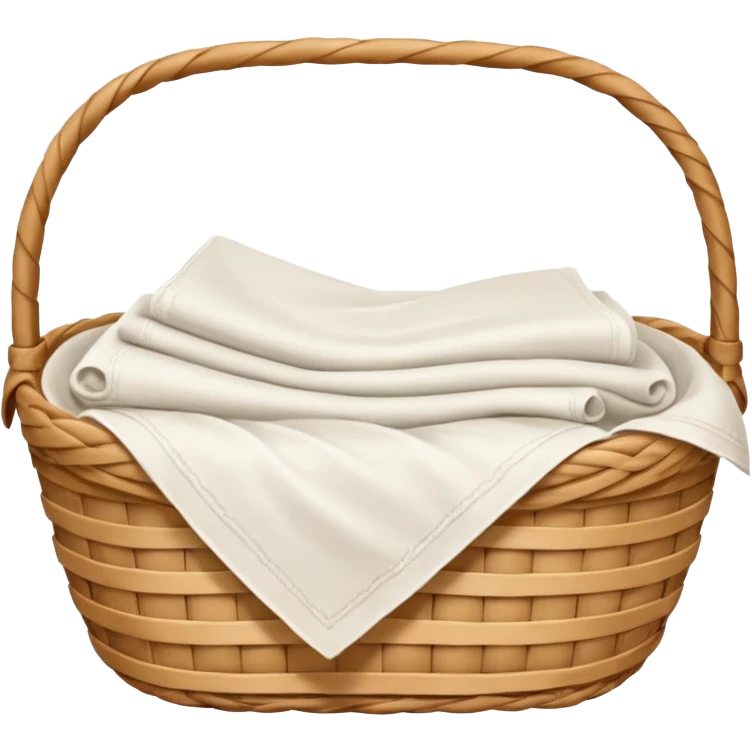 a wicker basket with white bedsheets emoji