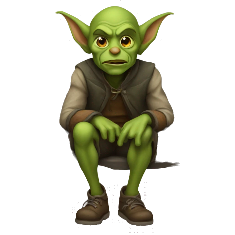 Goblin sitting on a bench emoji