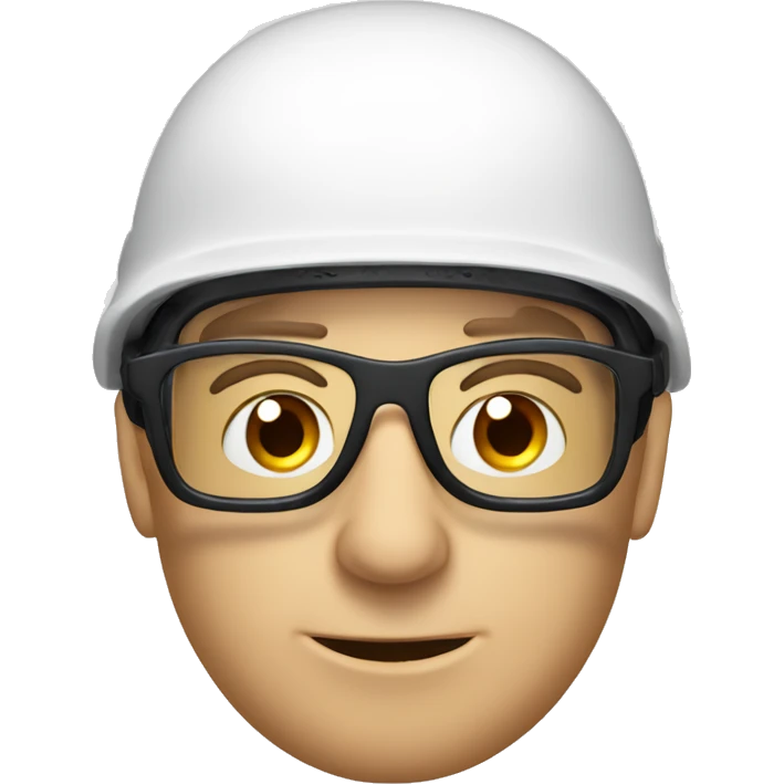 Caucasian man wearing ski mask a safety helmet, earplugs and glasses  emoji