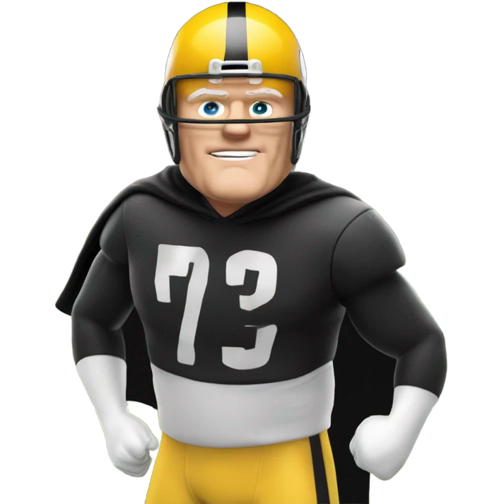 Terry Bradshaw Pittsburgh Steelers player in helmet and uniform with black cape. emoji