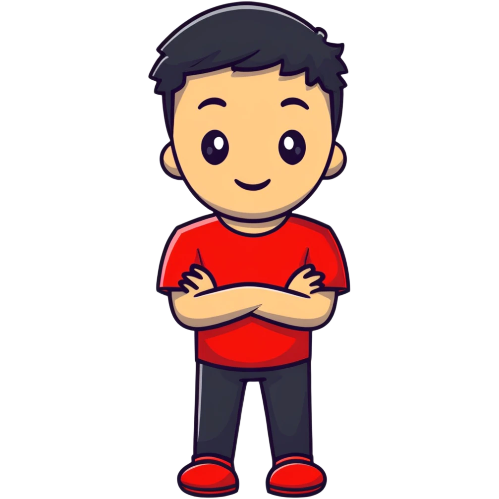 Meno character wearing a red t-shirt emoji