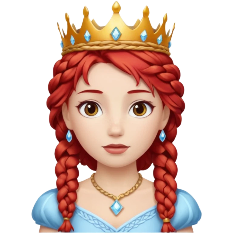 braided hair ice princess with red gold crown, red hair emoji