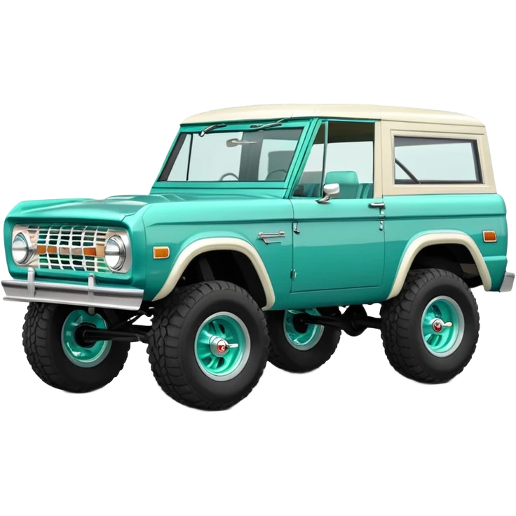 turquoise green classic ford bronco with slot alminum wheels emoji