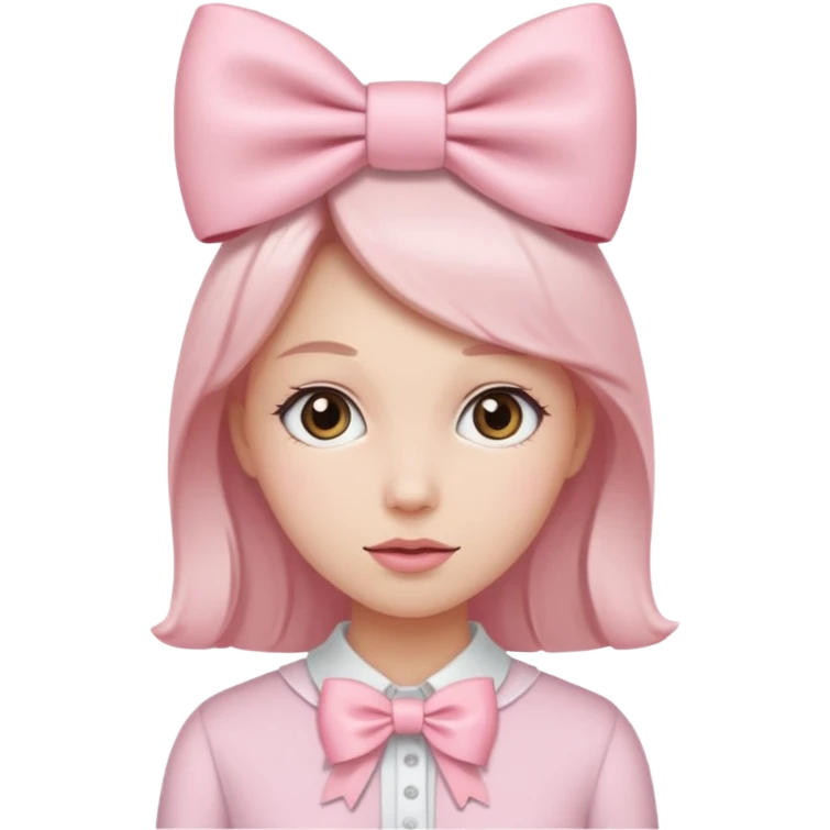 Woman wearing a light pink bow emoji