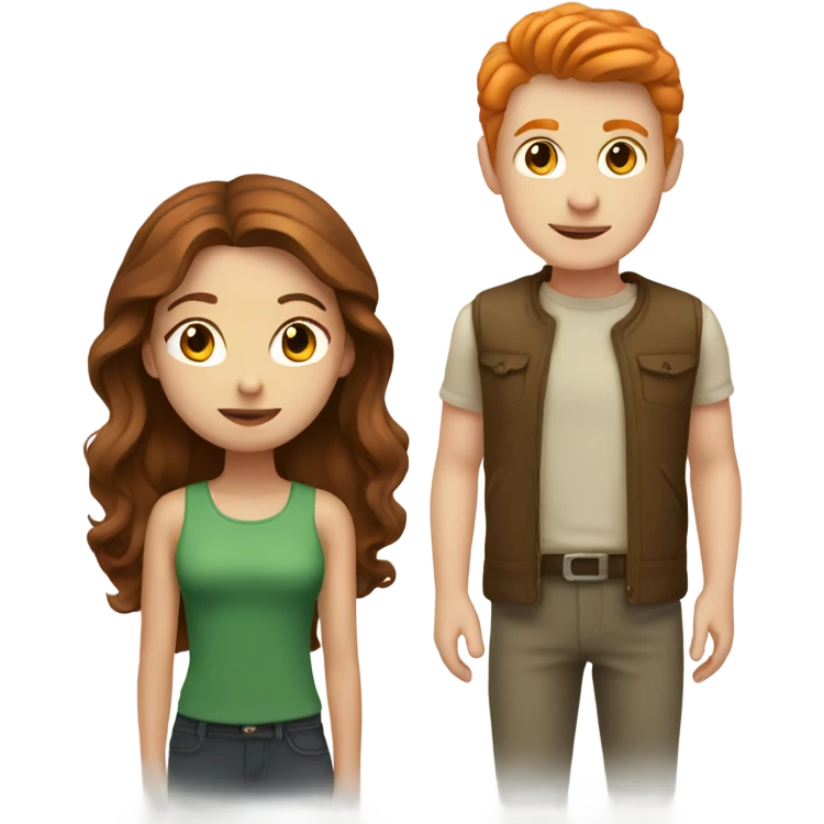 Brunette girl and ginger boy  emoji