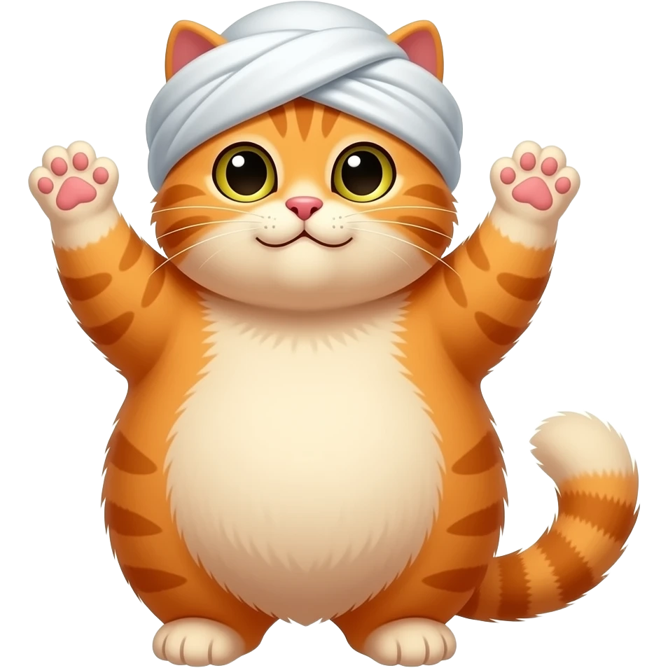 A fat orange cat with a muslim turban joa fat orange cat wearing turban raises both paws towards the skyin prayer wit and says aameen emoji