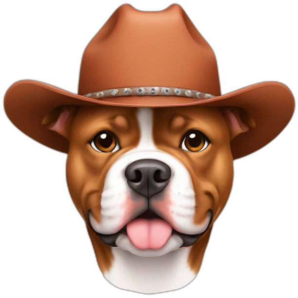 Red American bully without white splotch and with cowboy hat emoji