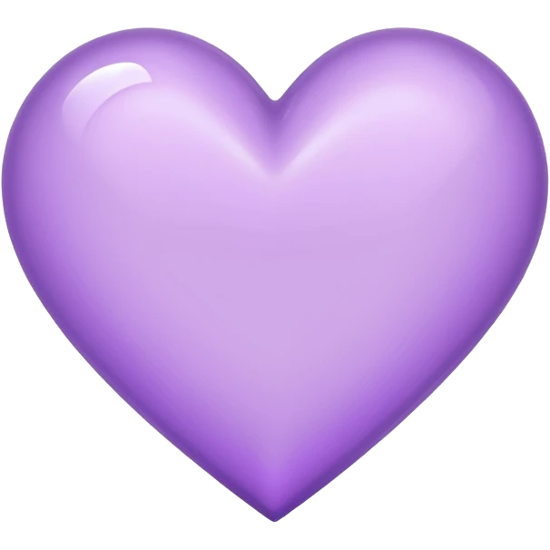 A light purple heart emoji that has the same shape as a normal heart emoji and light reflecting is from the tip of the heart and in straight shape emoji