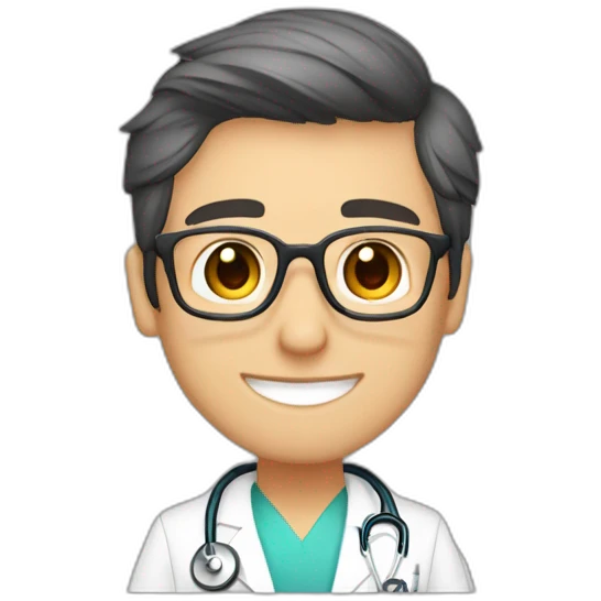 doctor, joven, cabello corto, rubio, con lentes, con titulo GRACIAS emoji
