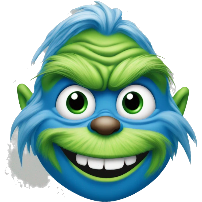 Blue grinch grinning very wide emoji