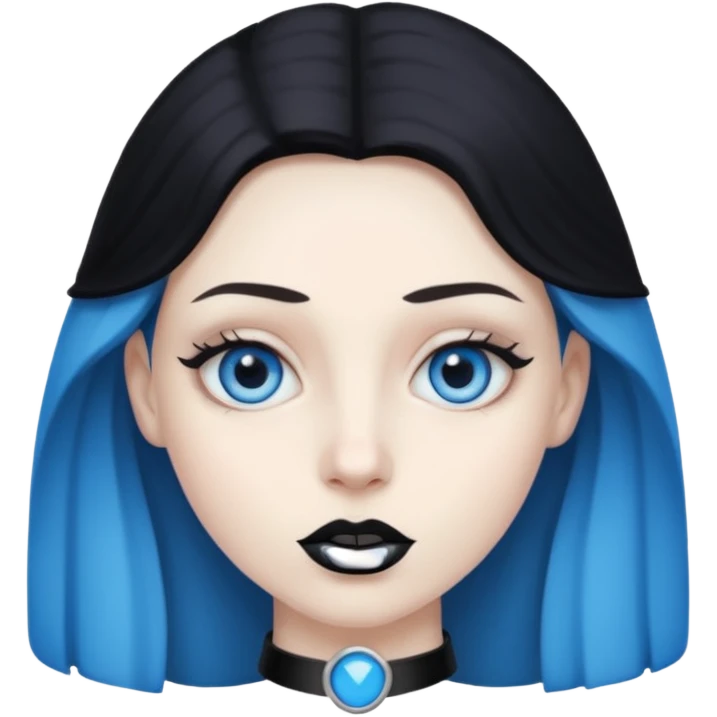 A 67 color blue black eye and lips. emoji