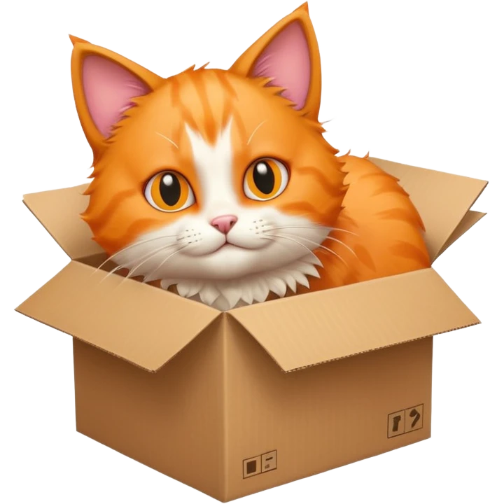 The cat jumps into the box. The head of the cat faces the box, the viewer sees the back of the cat emoji