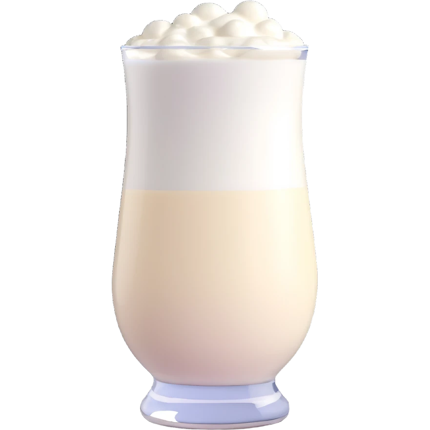 cold Turkish yogurt drink served in a glass, white and frothy, with bubbles on top emoji