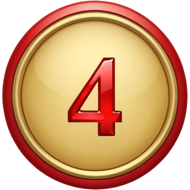 Make a round badge for a paid subscription out of gold with a red emerald and the number 4. emoji