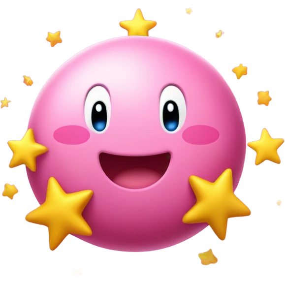 cute happy classic Kirby jumping on a star emoji