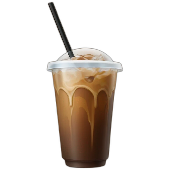 Dome lid iced coffee with straw emoji