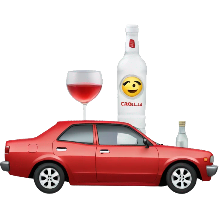 red toyota corolla and vodka emoji
