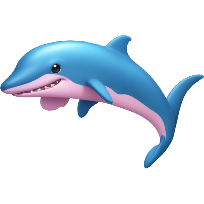 Pink dolphin on a blue shark emoji