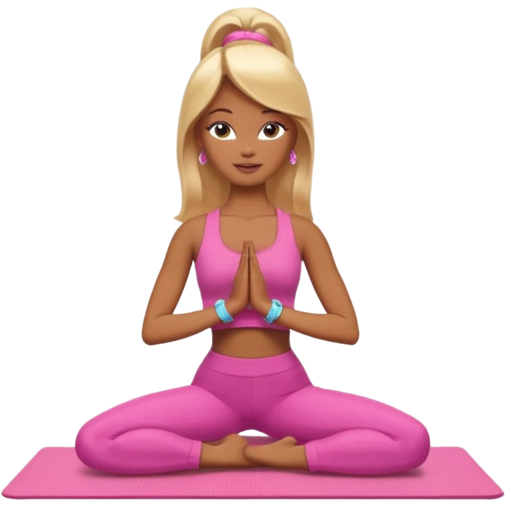 Brown skin blonde hair Barbie doing yoga emoji