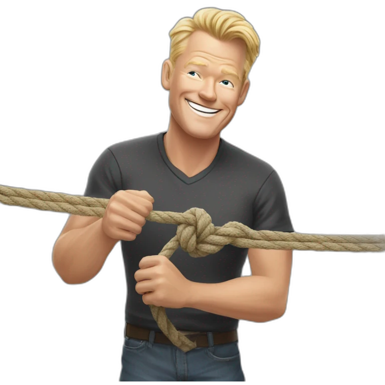 mark speight tying rope knot, smiling emoji