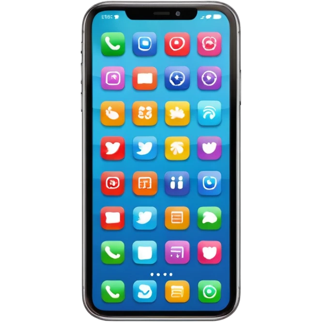 smartphone with a colorful app grid emoji