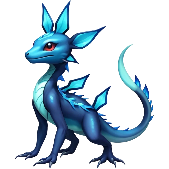 Colorful Dark Shiny Exotic Salandit-Aurorus-Glaceon-Fakémon-hybrid-creature (full body)  emoji