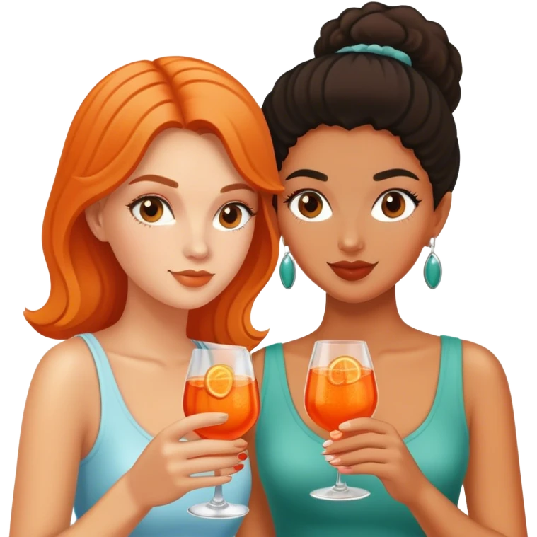 a white girl and a bi racial girl drinking aperol spritz emoji