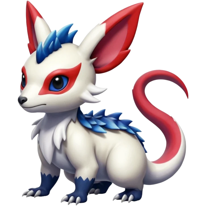 Scaly cute colorful exotic realistic painted smooth glossy Zangoose-Salandit-Minccino-Absol-fusion emoji