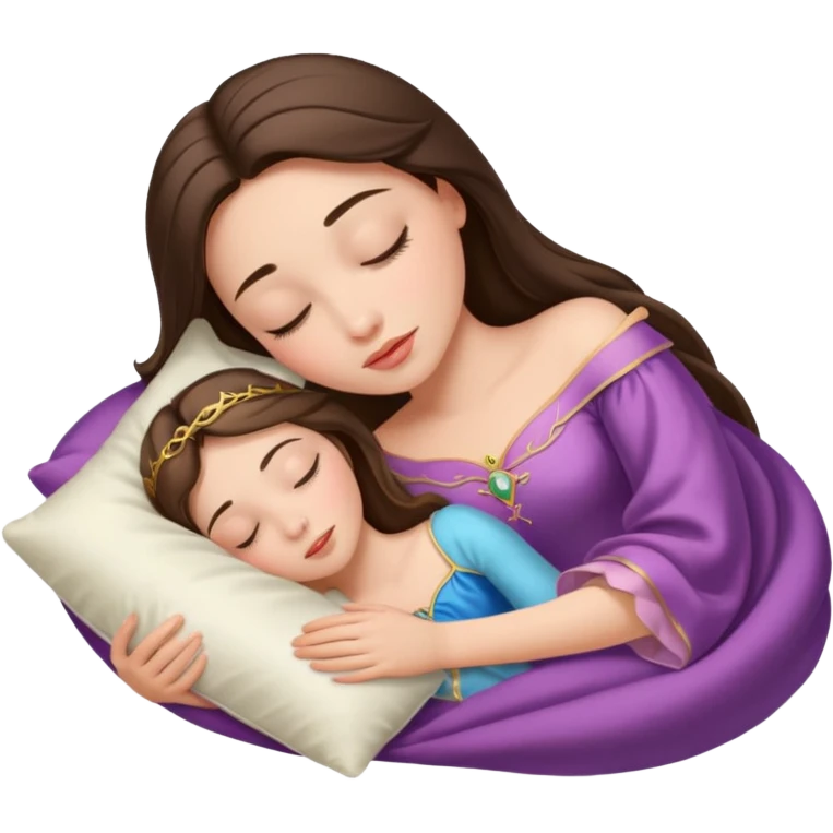 sleeping beauty brunette white girl with a silk pillow emoji