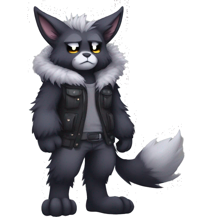 Anthro Dark Edgy Cool Shy Grumpy Fluffy FurSona Fakemon Full Body emoji