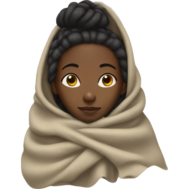 Black girl with dreadlocks wrapped in blanket emoji