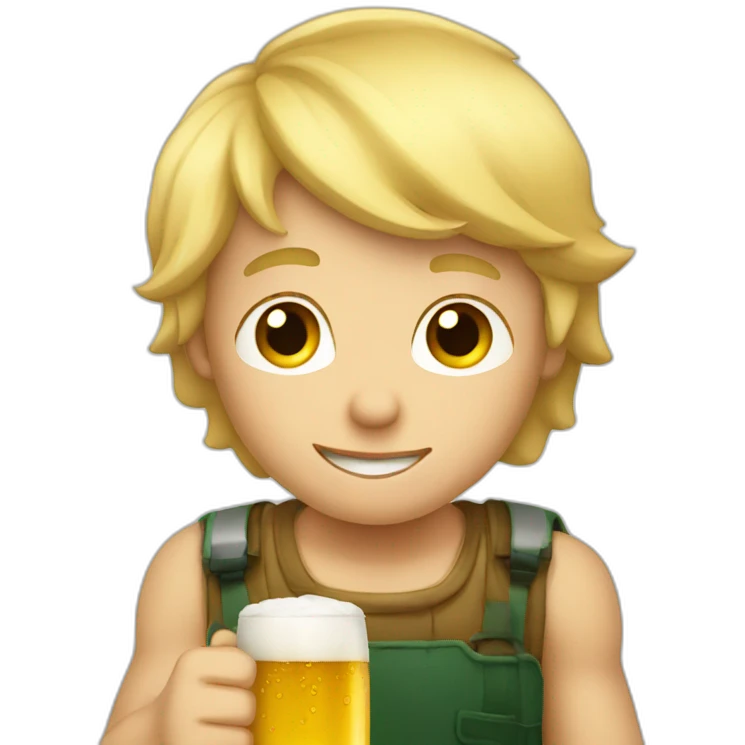 a blond boy drinking a beer emoji