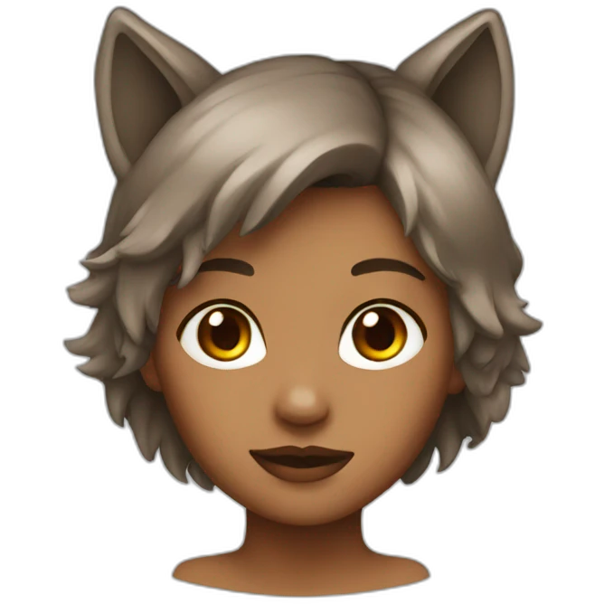 Girl with wolf ears brown emoji