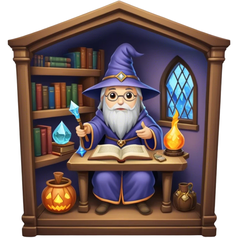 Cozy eclectic wizard’s study emoji