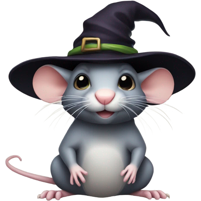 Rat wearing a witch hat emoji