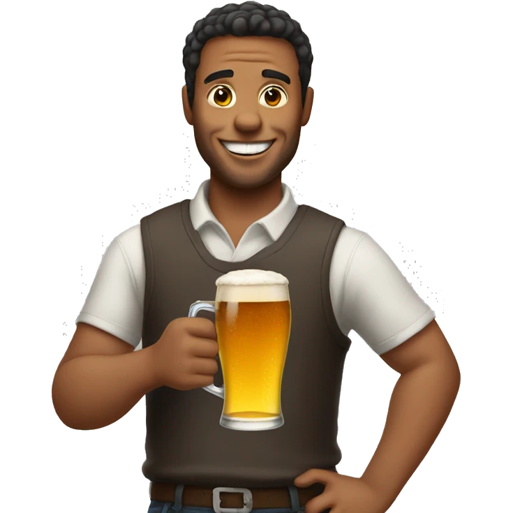 Man holding beer smiling  emoji