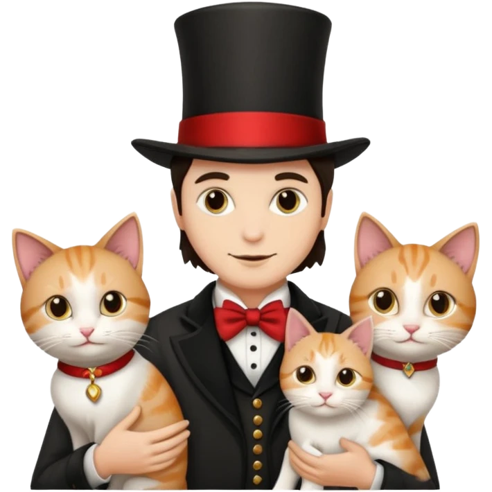 magician couple and their pet cat emoji