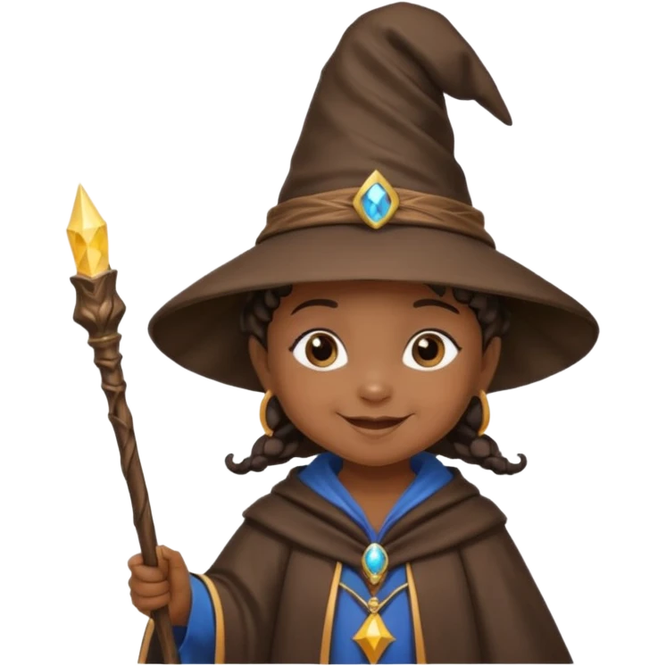black baby girl wizard with staff emoji