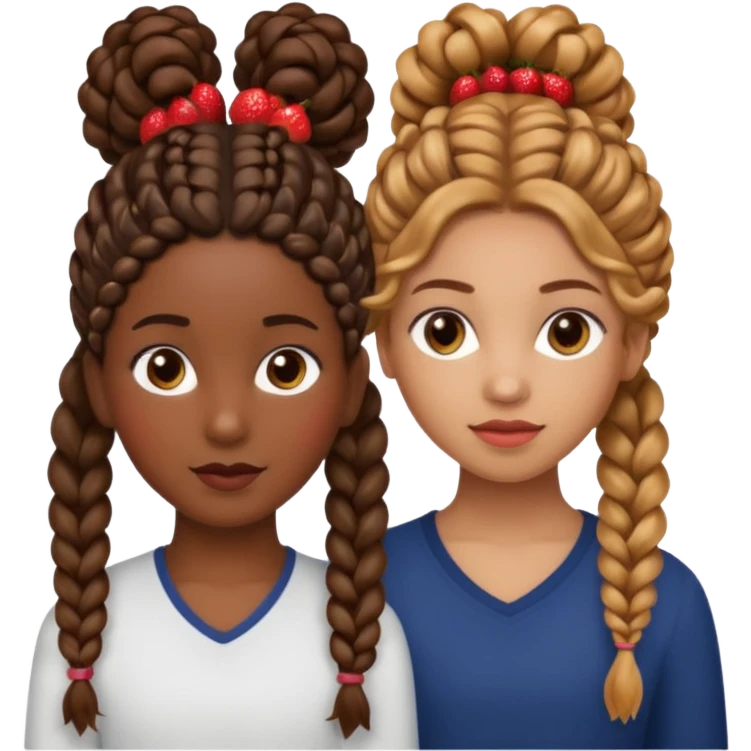 
- Two Brown Girls with Extension Braids:

- One Brown Girl with Hair Up:

- One Mixed Girl with Long Curly Hair:
- One Girl with Long Brunette Roots and Strawberry Blonde Ends: emoji