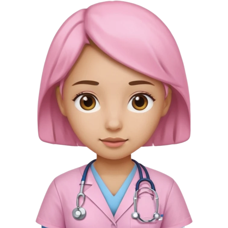 Girl doctor with baby pink scrubs emoji