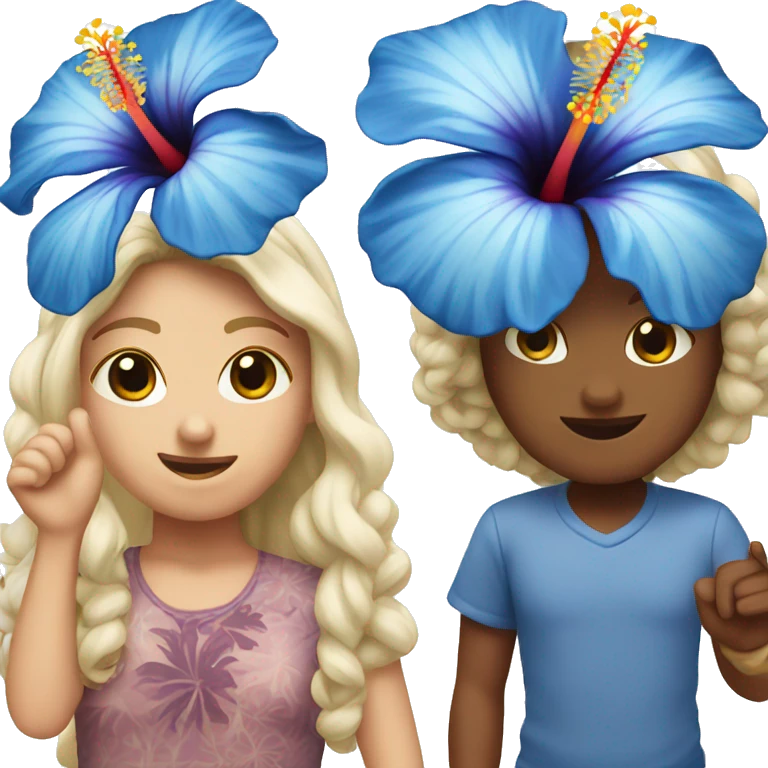Blue hibiscus emoji
