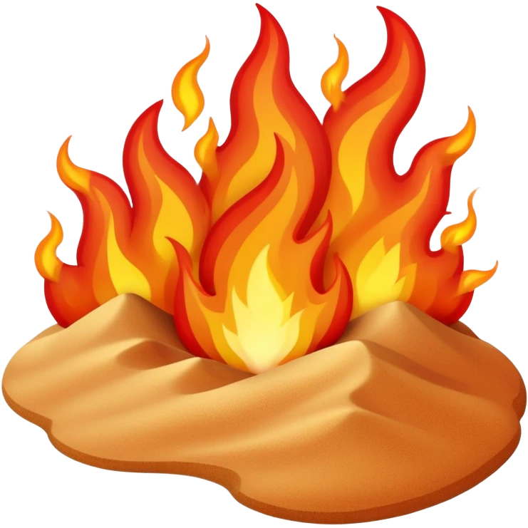 hot desert sand with flames and heat waves rising from it emoji