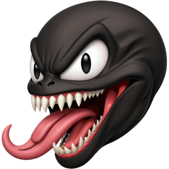 Venom with long tongue out, clean black body, no logos or markings, classic emoji look emoji
