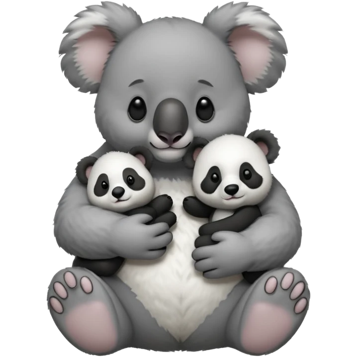 Big koala holding hand with small panda emoji
