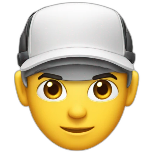 tête blanche, jeune gamer avec un casque micro, une casquette blanche, sans lunette emoji