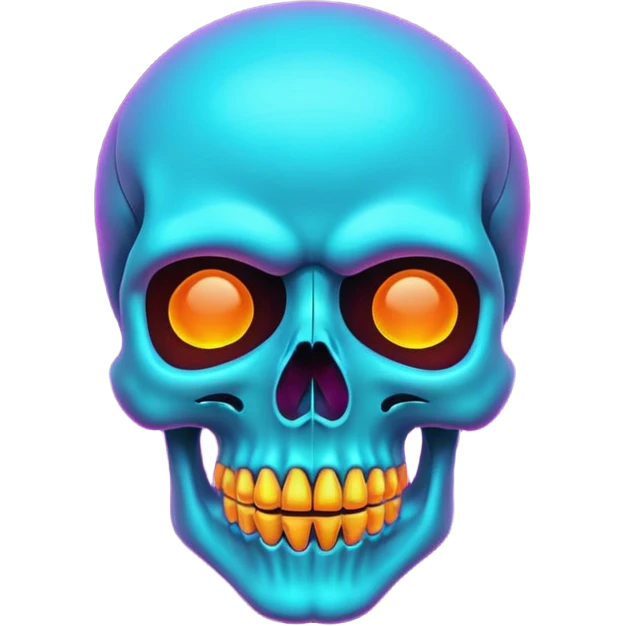 skull shape neon sign style emoji