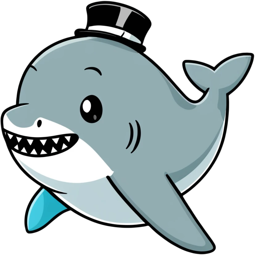 Shark with a top hat emoji