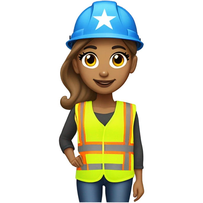 Ariana Grande is a construction worker wearing a patriotic dress with a neon yellow safety vest over the dress. she also has a hard hat and a patriotic patch on the vest emoji