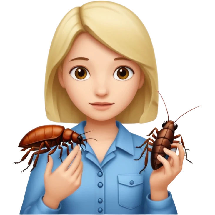 Girl with cockroach in hand emoji