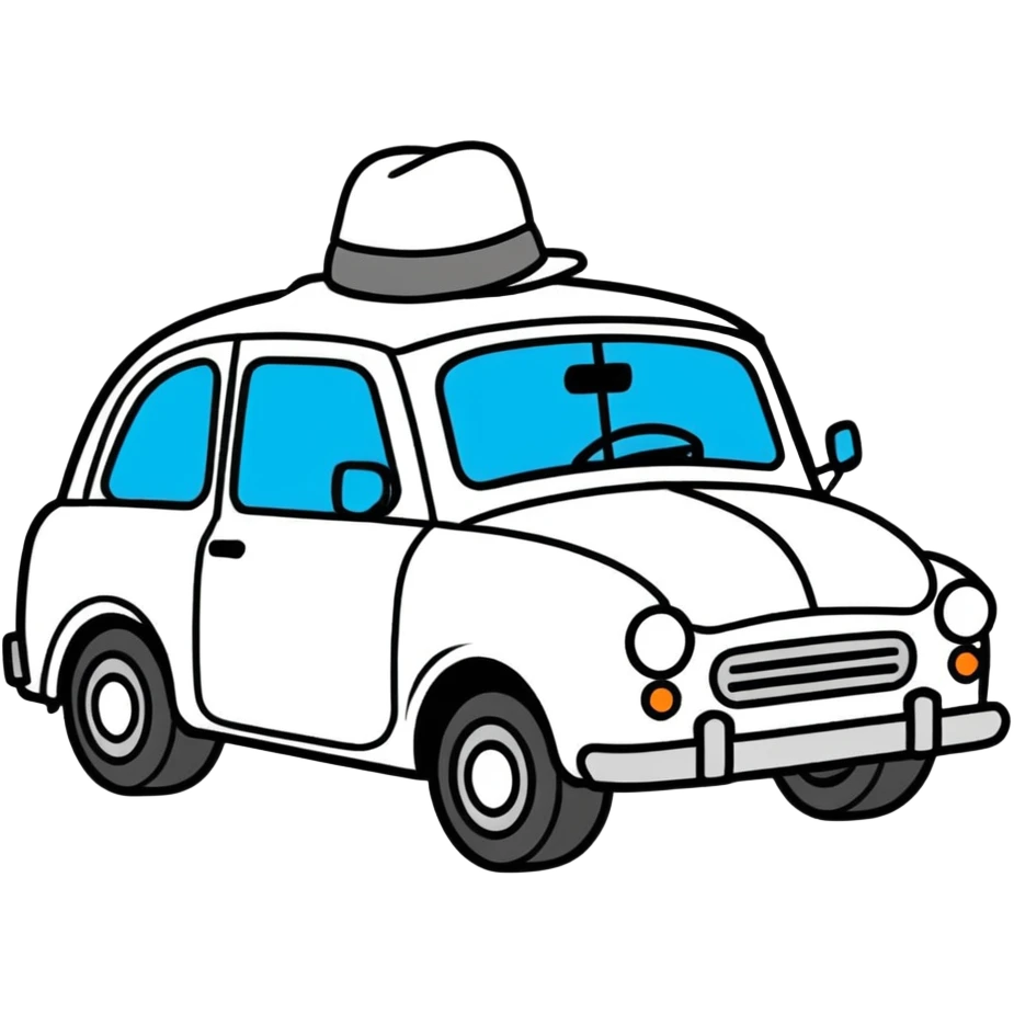 Car wearing hat emoji